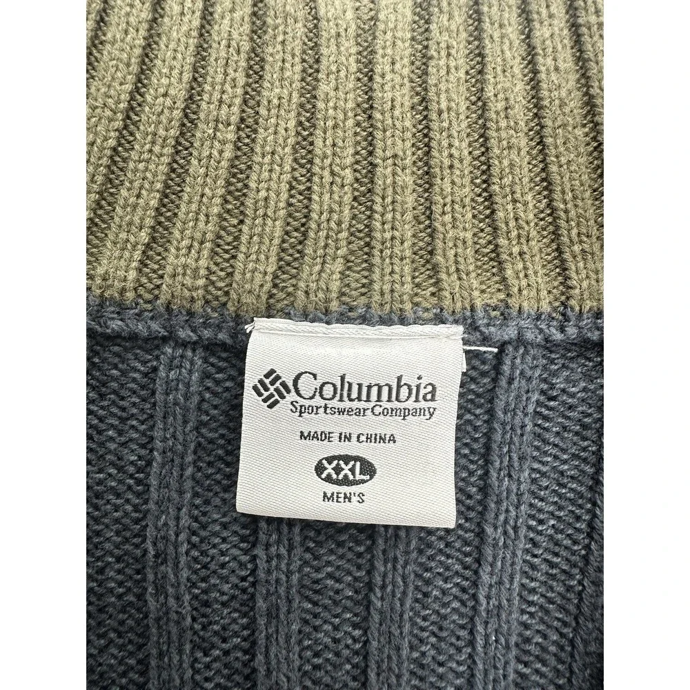 Columbia‎ Mens XXL Sweater 1/4 Zip Pullover Gray Knit Ribbed Mock Neck
